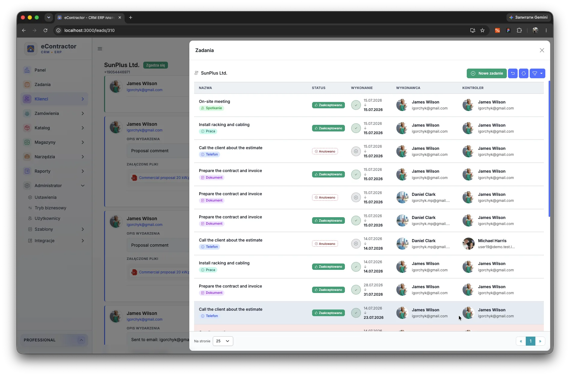Statusy zadań na tablicy Kanban